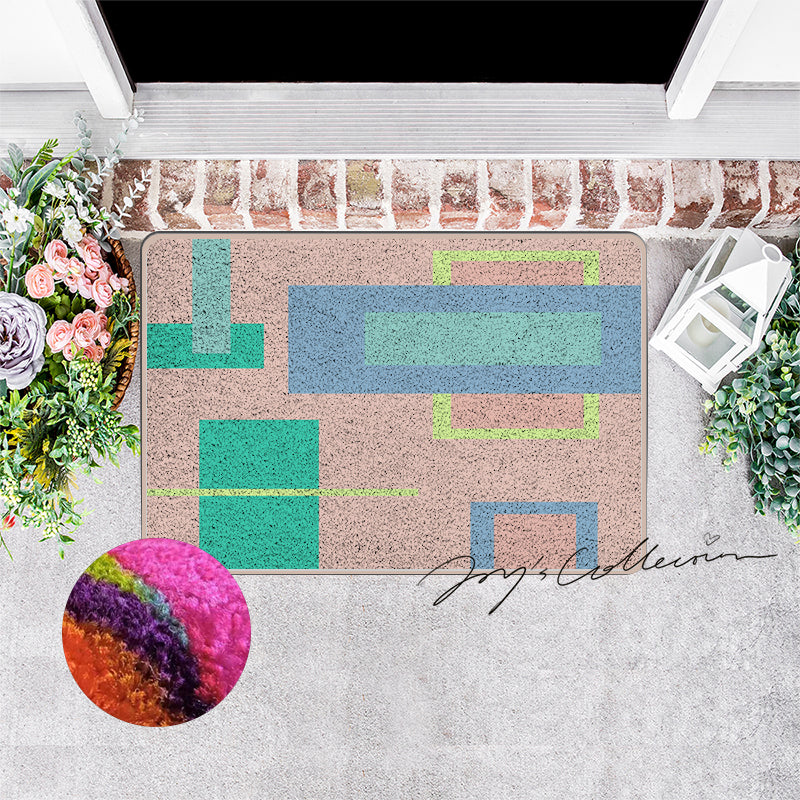 Feblilac Geometric Big Squares Geometric Nylon Door Mat