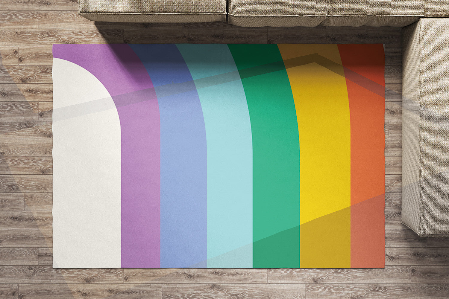 Feblilac Rainbow and Sun Handmade Tufted Acrylic Livingroom Carpet Area Rug