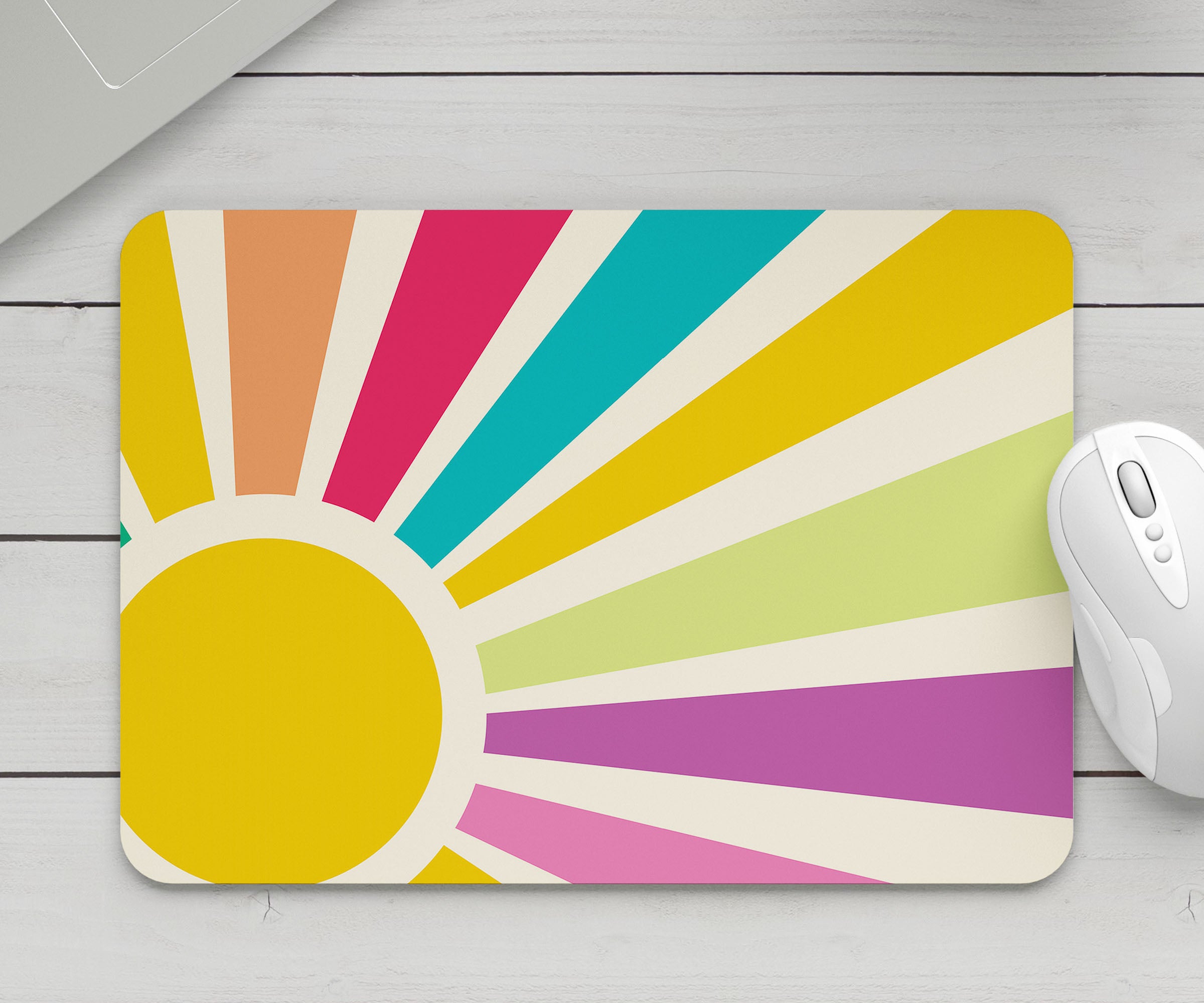 Feblilac Rainbow Sun Rays Mouse Pad