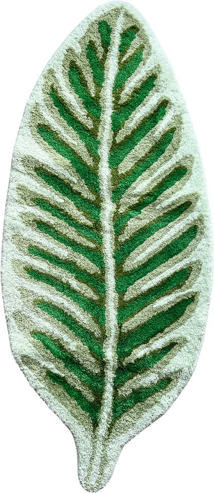 Feblilac Green Leave Bath Runner Mat Leaf Plant Soft Tufted Bathroom Rug