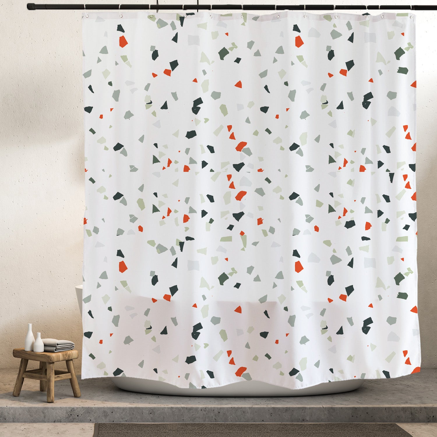 Feblilac Terrazzo Pattern Road Shower Curtain with Hooks