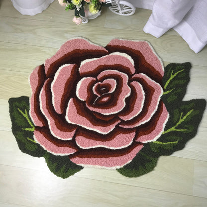 Feblilac Coffee Rose Tufted Bath Mat