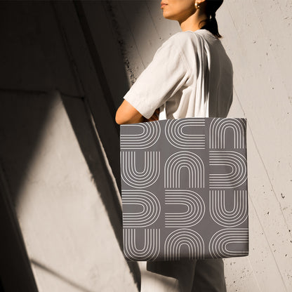 Feblilac Grey U Shaped Pattern Canvas Tote Bag