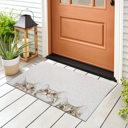 Feblilac Three Welcome Cats PVC Coil Door Mat