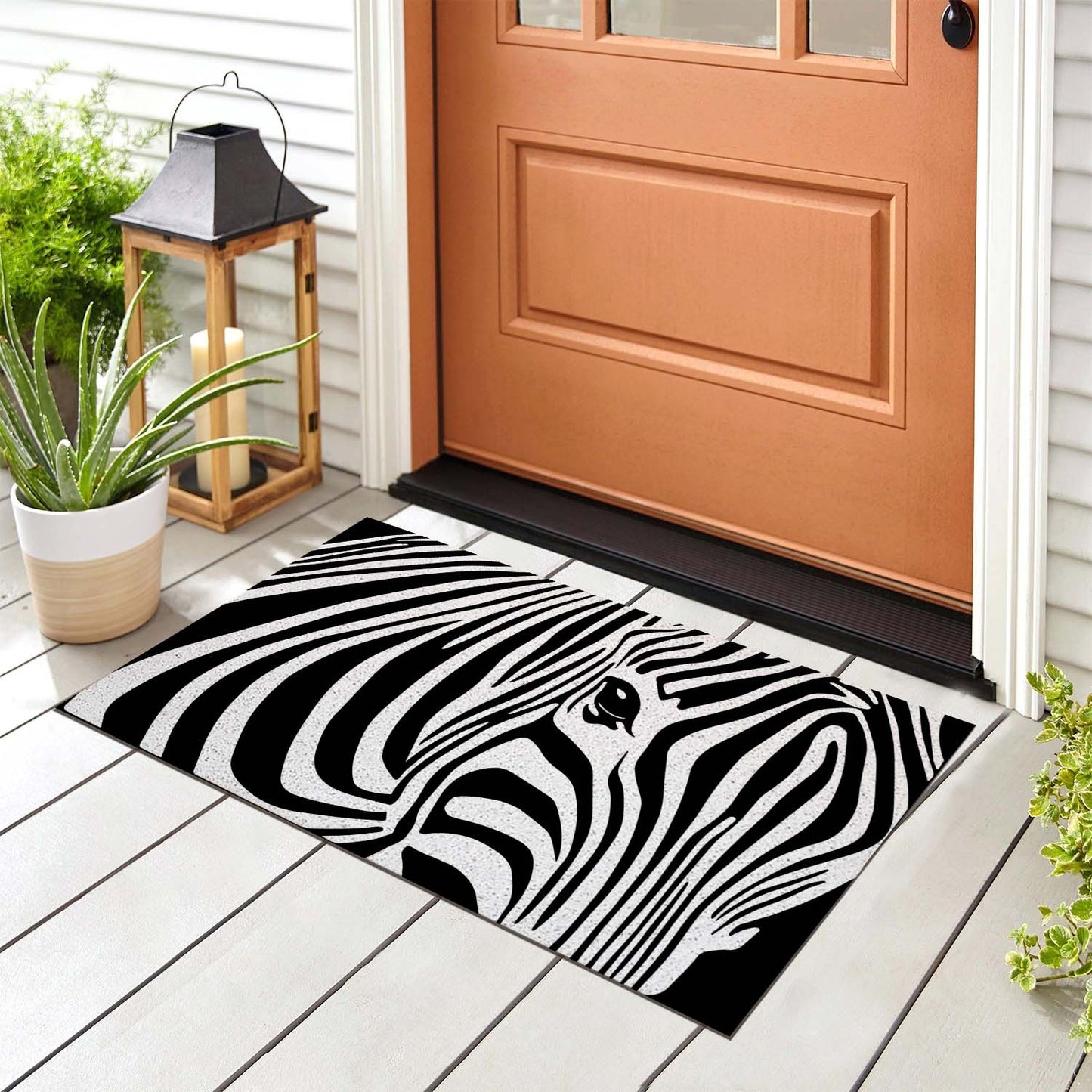 Feblilac Zebra Black And White PVC Coil Door Mat