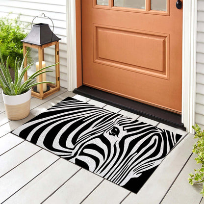 Feblilac Zebra Black And White PVC Coil Door Mat