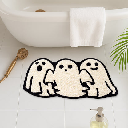 Feblilac Three Black and White Cute Elves Tufted Bath Mat