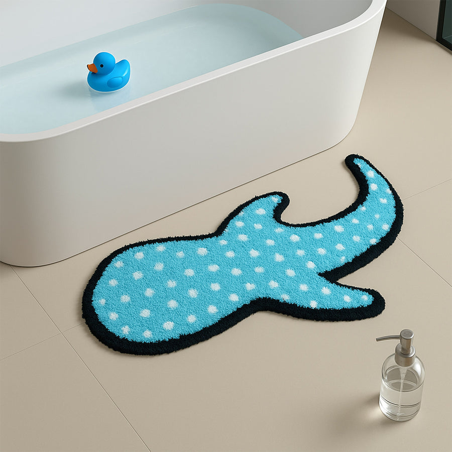 Feblilac Blue Whale Shark Tufted Bath Mat