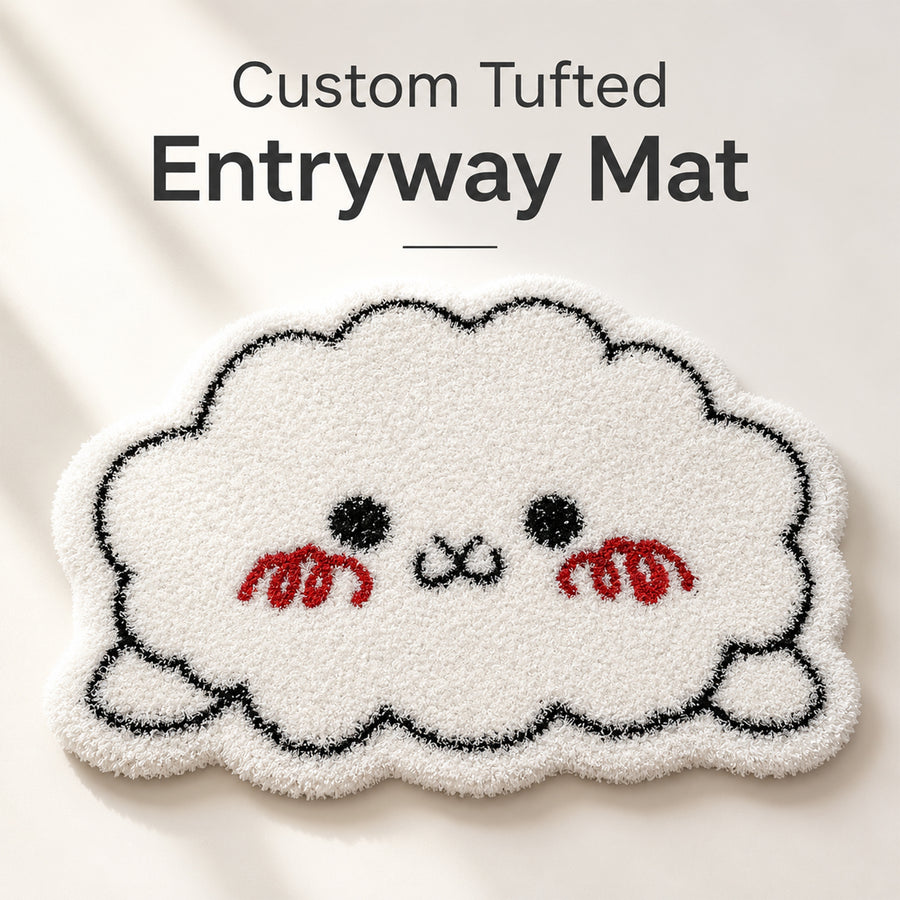 Feblilac Custom Tufted Entryway Mat – Personalized PVC Coil Door Mat with Family Name, Pet Portrait or Logo