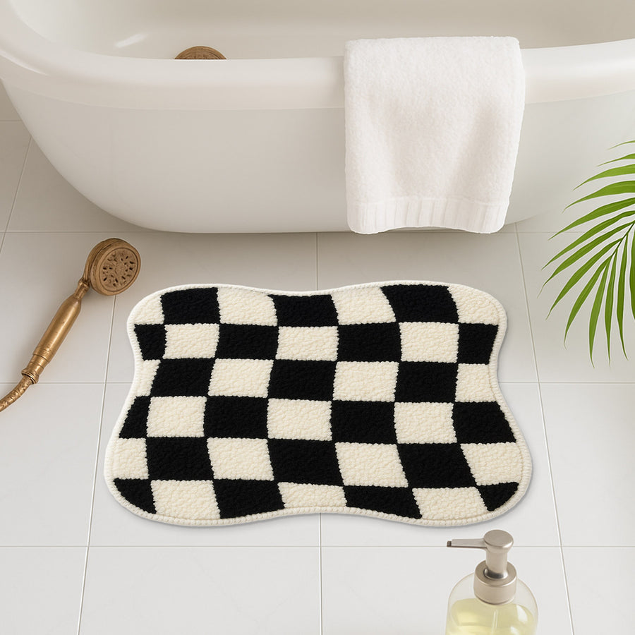 Feblilac Irregular Checkerboard Tufted Bath Mat - view 4
