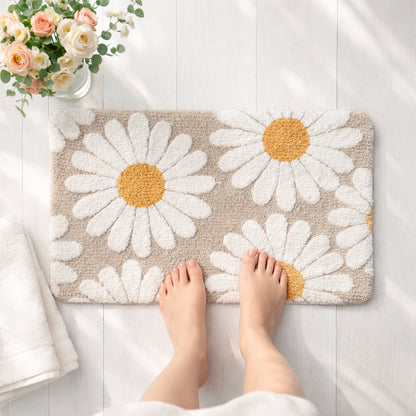 Feblilac Camel Daisy Tufted Bath Mat