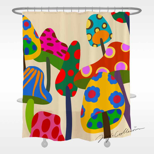 Feblilac Color Mushroom Shower Curtain