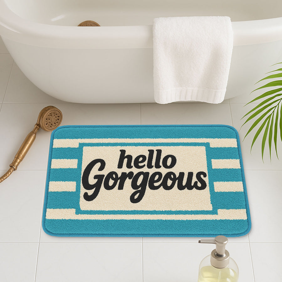 Feblilac Hello Gorgeous Blue Stripes Bath Mat