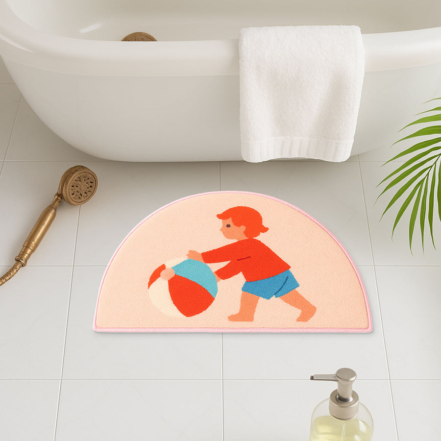 Playful Kids Semi-Circle Bath Mat – Tufted Soft Rug for Bathroom or Nursery - view 2