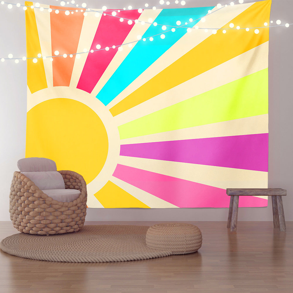 Feblilac Rainbow Sun Rays Tapestry