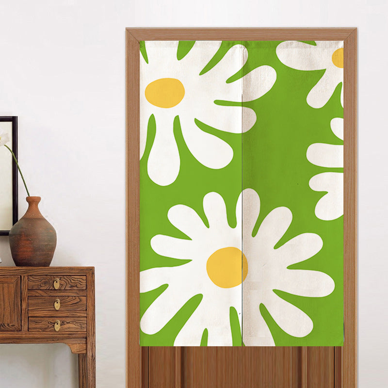 Feblilac Green Background Irregular Daisy Door Curtain @Frank’s design