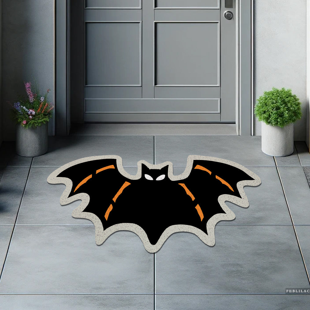 Feblilac Halloween Flying Bats Coil Door Mat