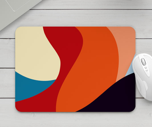 Feblilac Black and Red Abstract Curves Mouse Pad