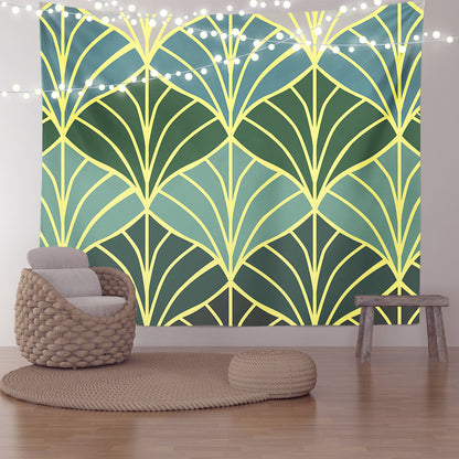 Feblilac Golden Green Ginkgo Leaves Coast Tapestry