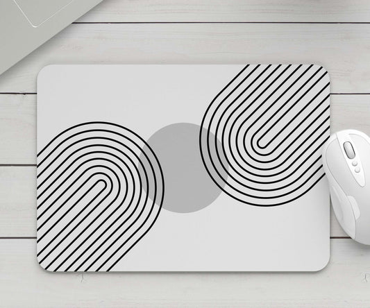 Feblilac Black and White Line Mouse Pad