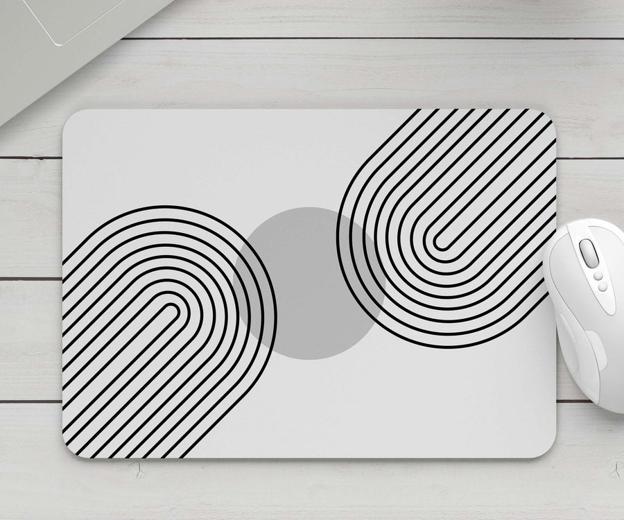 Feblilac Black and White Line Mouse Pad