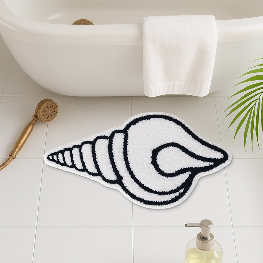 Feblilac Conch Shell Tufted Bath Mat – Unique Ocean-Inspired Shape, Soft & Minimalist Bathroom Rug - view 2