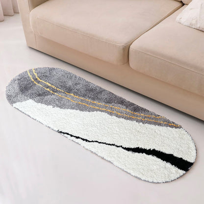 Feblilac Grey Gold-Plated Bedroom Runner Mat