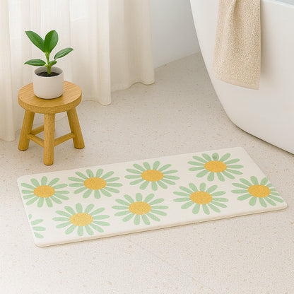 Feblilac Daisy Floral Bath Mat – Soft Non-Slip Absorbent Rug for Bathroom & Entryway
