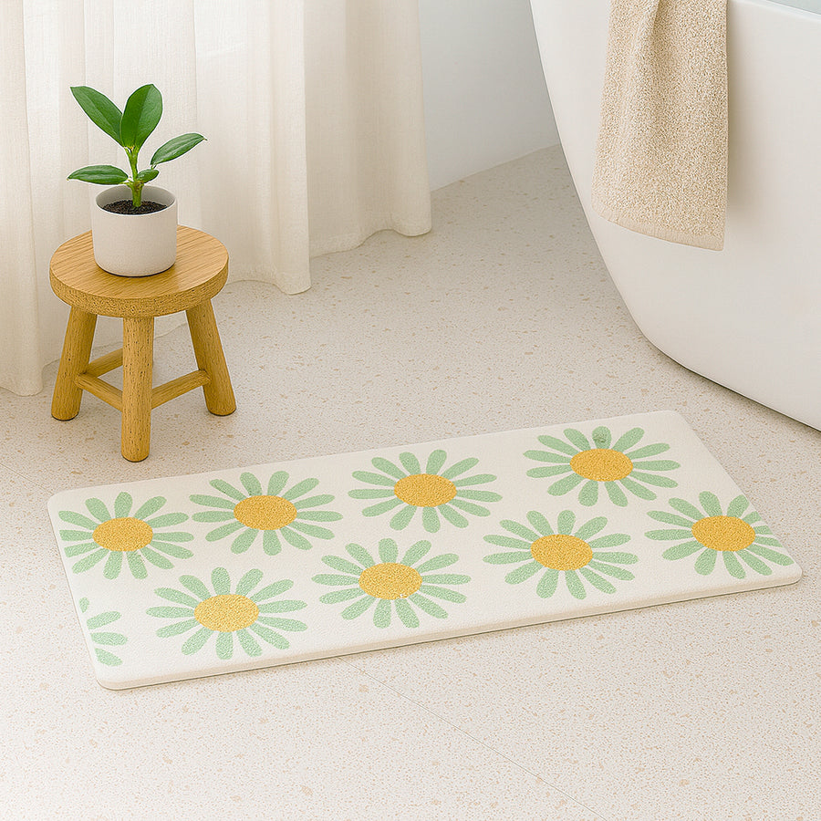 Feblilac Daisy Floral Bath Mat – Soft Non-Slip Absorbent Rug for Bathroom & Entryway - view 2