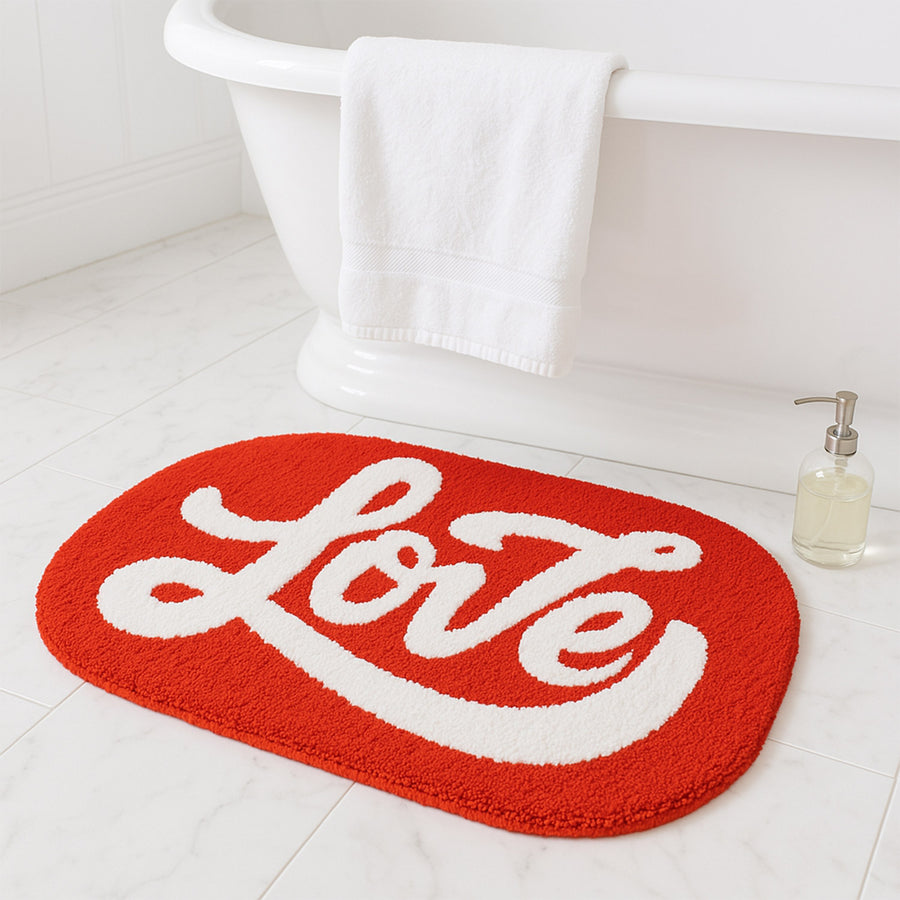 Feblilac Red Love Tufted Bath Mat