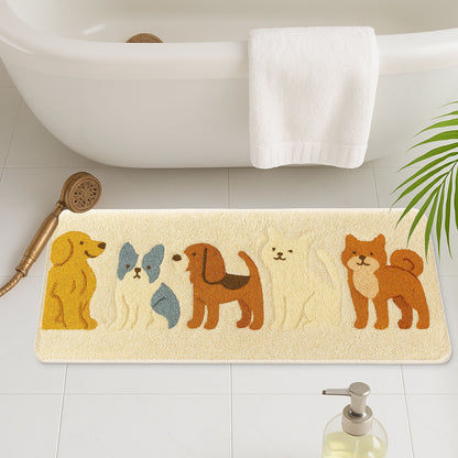Feblilac Cute Dog Illustration Tufted Rug – Soft & Plush Pet Lover Floor Mat