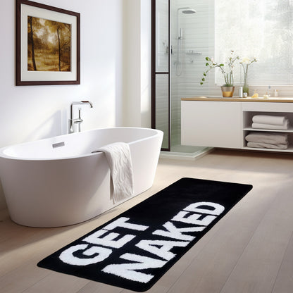 Feblilac Black and White Get Naked Runner Tufted Bath Mat