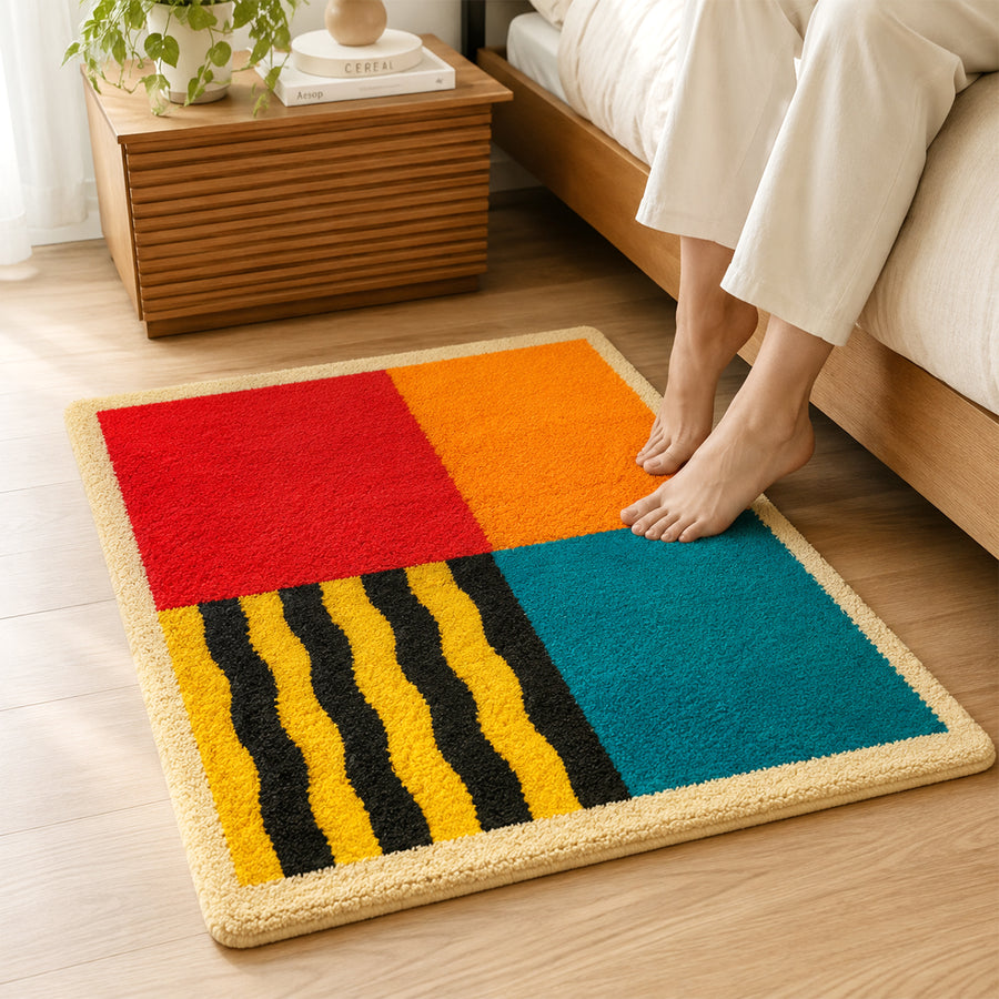 Feblilac Color Block Tufted Bath Mat
