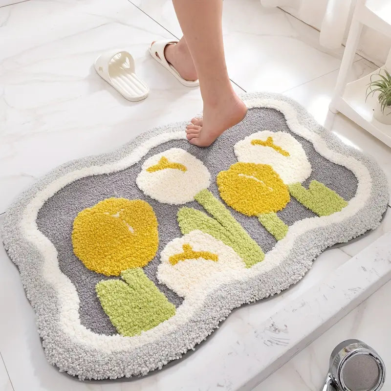 Feblilac Beam Flower Bath Mat Home Decor