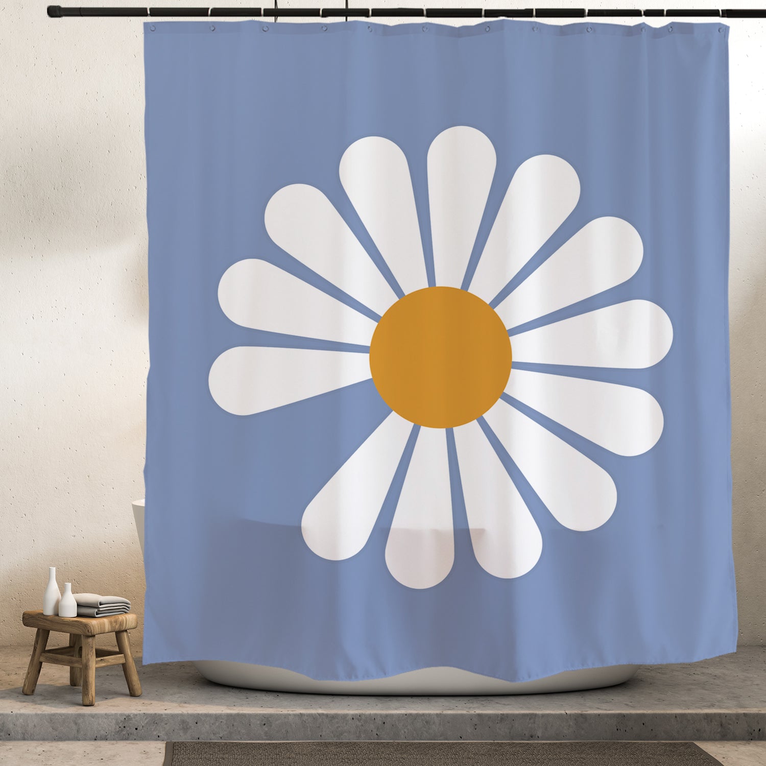 Daisy Flower Shower Curtain with Hooks