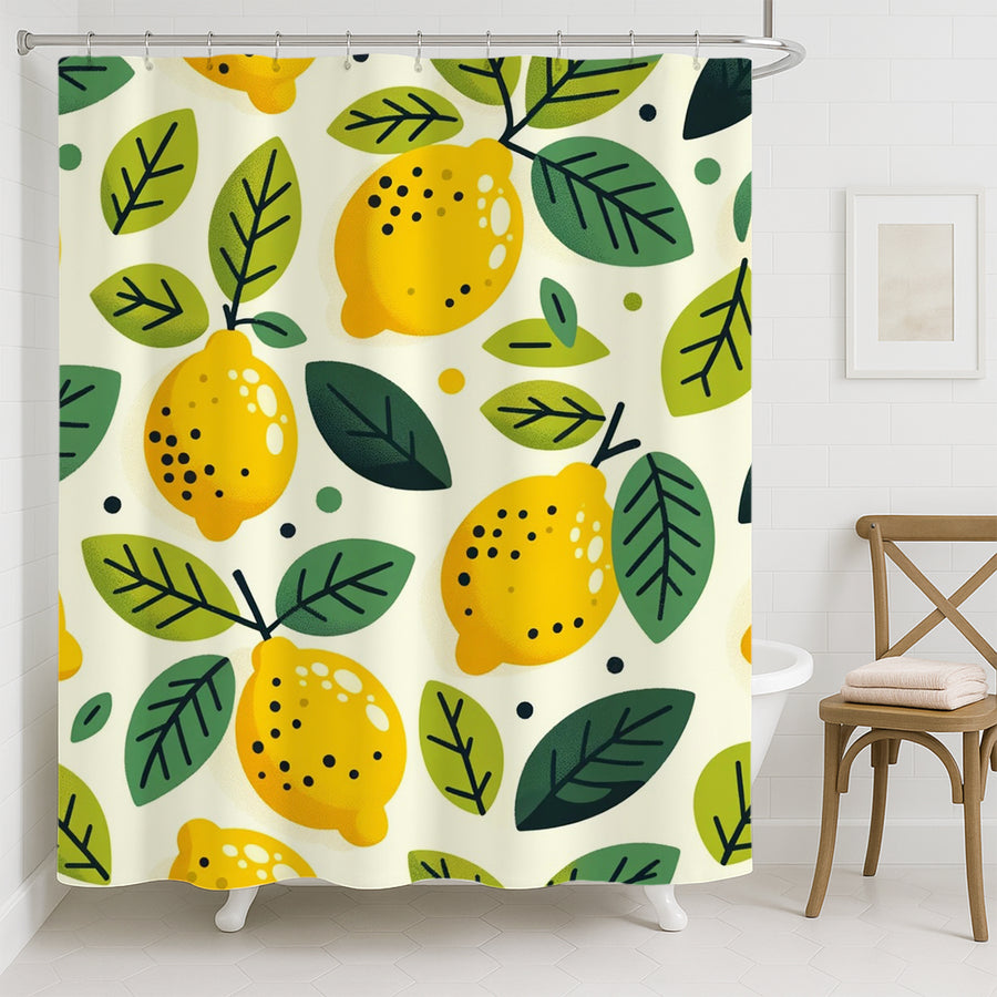 Feblilac Lemon Leaves Shower Curtain