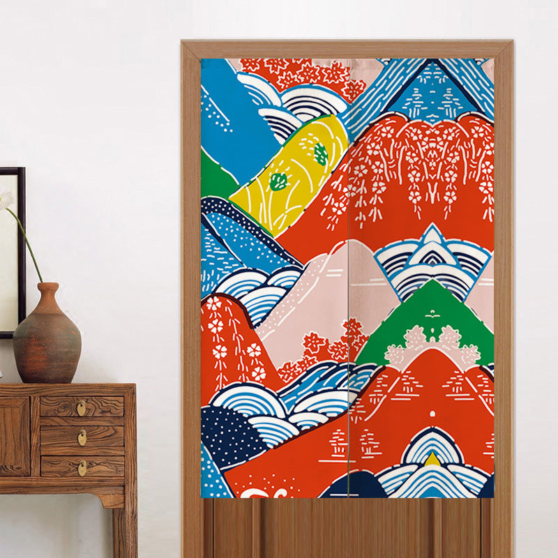 Feblilac Colorful Mountains Door Curtain