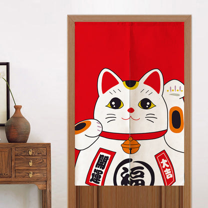 Feblilac Red Lucky Cat Door Curtain