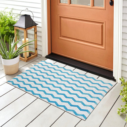 Feblilac Blue Gradient Watercolor Pattern PVC Coil Door Mat