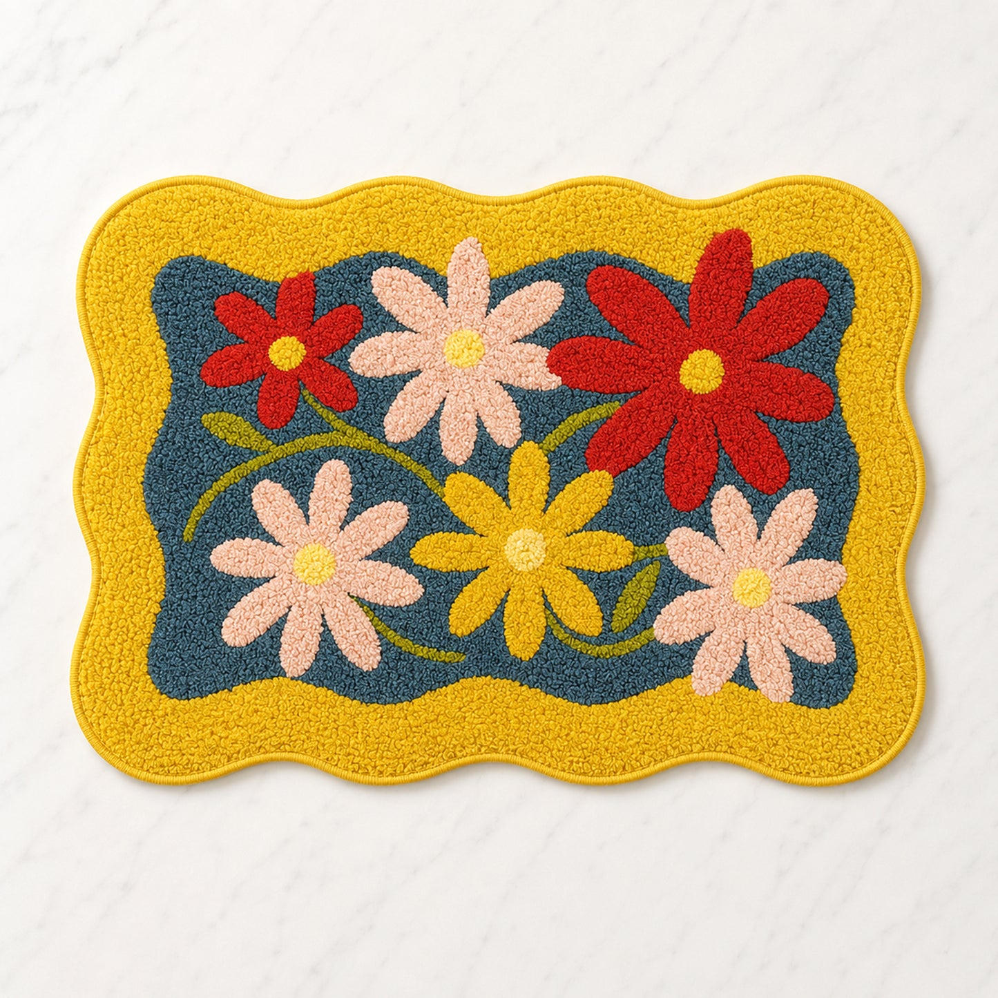 Feblilac Floral Wavy Tufted Bath Mat