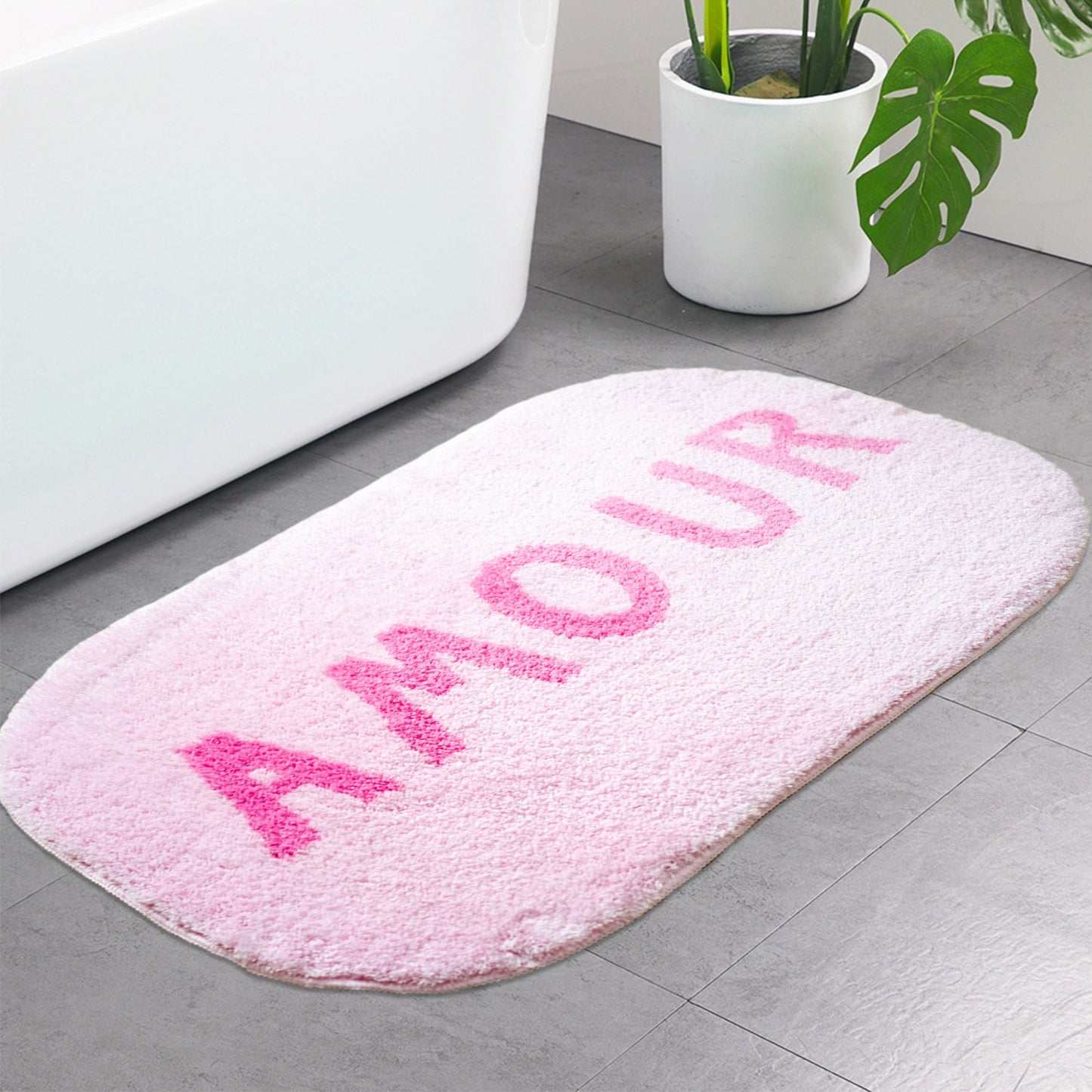 Feblilac Pink French AMOUR Tufted Bath Mat