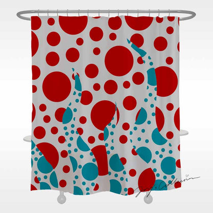 Feblilac Red and Blue Polka Dot Shower Curtain