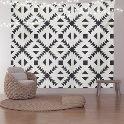 Feblilac Black and White Diamond Pattern Tapestry