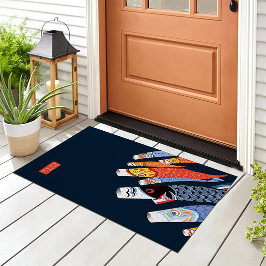 Feblilac Colorful Koi Flags PVC Coil Door Mat