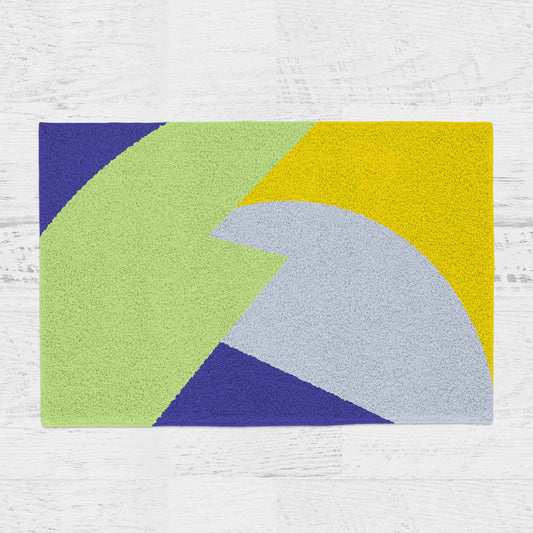 Feblilac Green Blue Yellow Gray Pattern Tufted Bath Mat