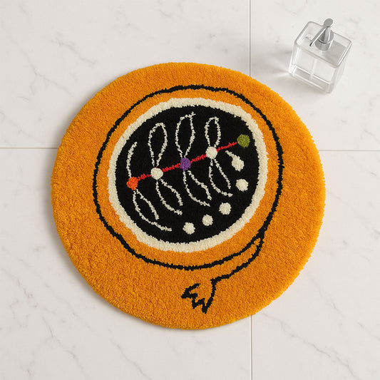 Feblilac Pomegranate Tufted Bath Mat – Round Bold Fruit Design, Soft & Eye-Catching Bathroom Rug