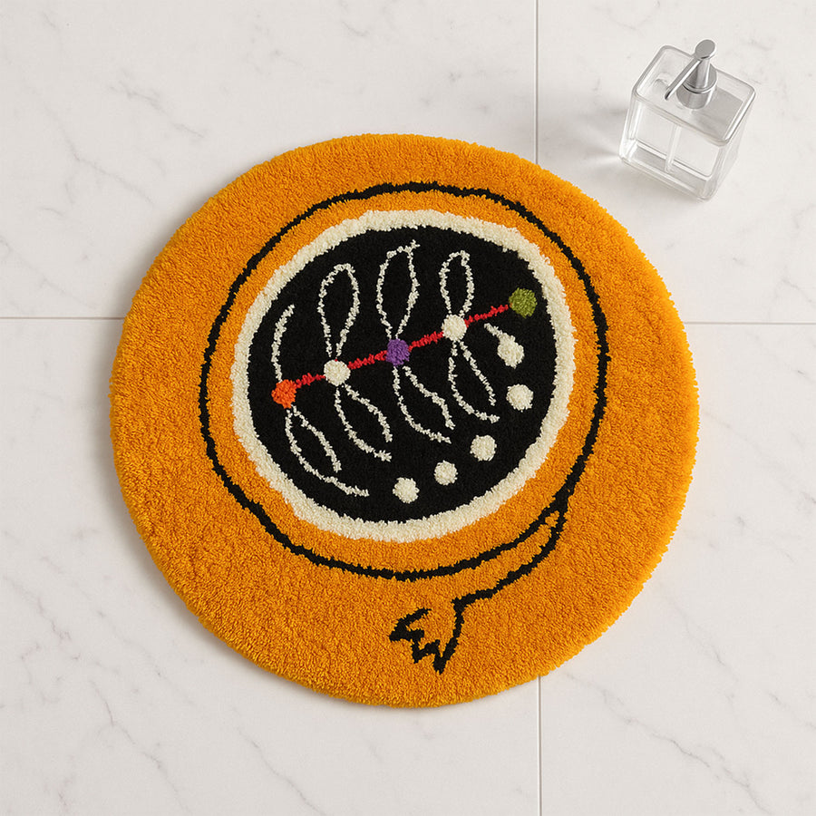 Feblilac Pomegranate Tufted Bath Mat – Round Bold Fruit Design, Soft & Eye-Catching Bathroom Rug