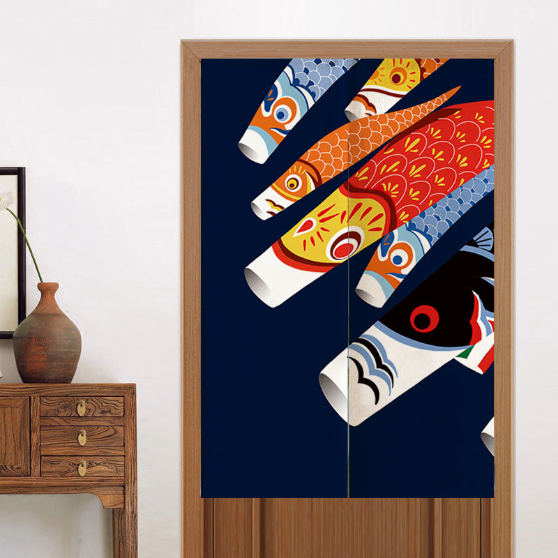 Feblilac Colorful Koi Flags Door Curtain