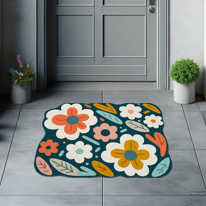 Feblilac Irregular Flowers PVC Coil Door Mat