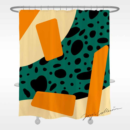 Feblilac Flowing Stain and Square Geometric Shower Curtain